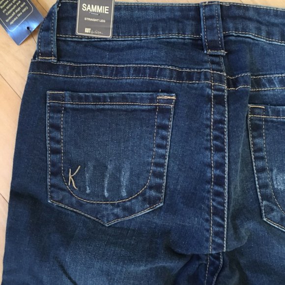 Kut from the Kloth SAMMIE Straight Leg Blue Jeans Distressed Straight Leg - Picture 8 of 16